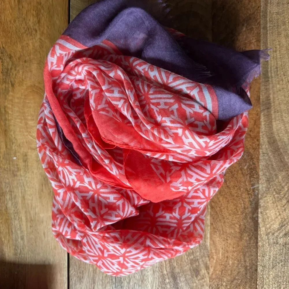India Hicks Heritage Monogram Scarf Poppy Red Shawl Sarong